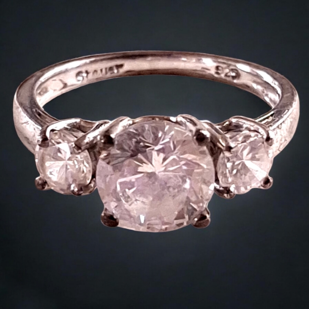 Vintage Signed STAUER Sterling Silver 925 3 Stone Ring Size 73.4 grams Size 7 - Picture 5 of 10